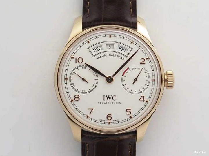 MIROTIME 0318 Portuguese Real PR Real Annual Calendar RG IW503504 YLF 1:1 Best Edition White Dial On Leather Strap A TimelessDesign 7242